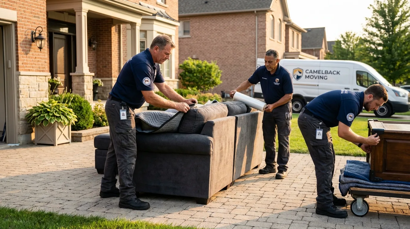 Large estate moving crew wrapping furniture in Branson, MO